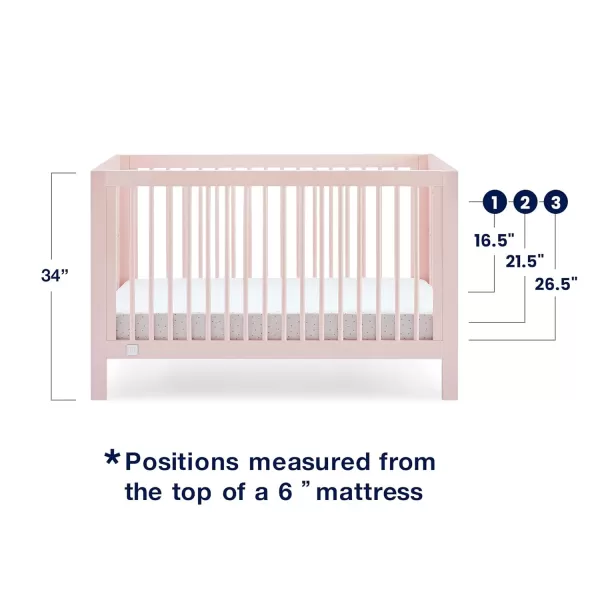 GAP babyGap Charlie 6-in-1 Convertible Crib - Greenguard Gold Certified, Blush Pink