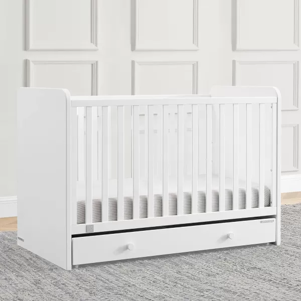 GAP babyGap Graham 4-in-1 Convertible Crib with Storage Drawer - Greenguard Gold Certified, Bianca White