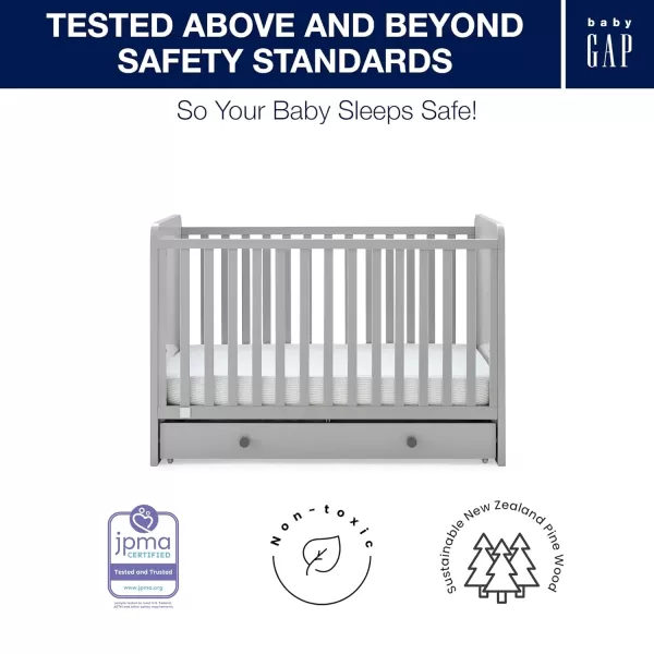 GAP babyGap Graham 4-in-1 Convertible Crib with Storage Drawer - Greenguard Gold Certified, Bianca White