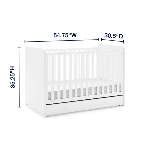 GAP babyGap Graham 4-in-1 Convertible Crib with Storage Drawer - Greenguard Gold Certified, Bianca White