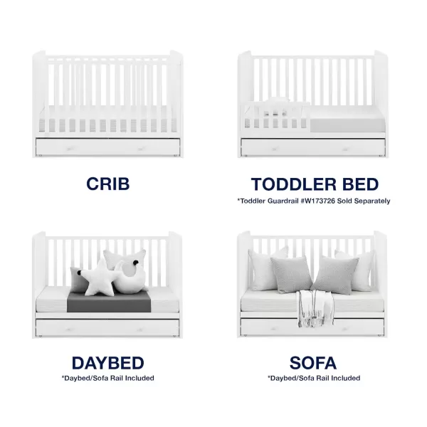 GAP babyGap Graham 4-in-1 Convertible Crib with Storage Drawer - Greenguard Gold Certified, Bianca White