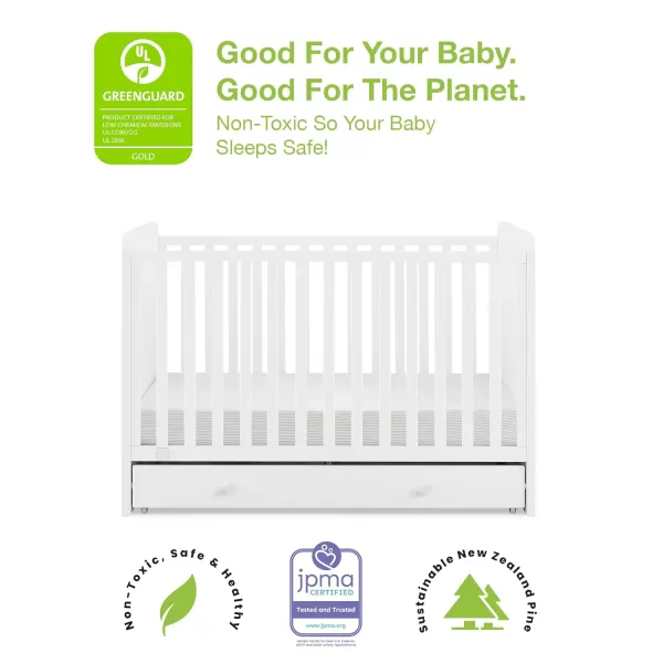 GAP babyGap Graham 4-in-1 Convertible Crib with Storage Drawer - Greenguard Gold Certified, Bianca White