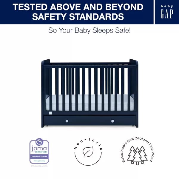 GAP babyGap Graham 4-in-1 Convertible Crib with Storage Drawer - Greenguard Gold Certified, Bianca White