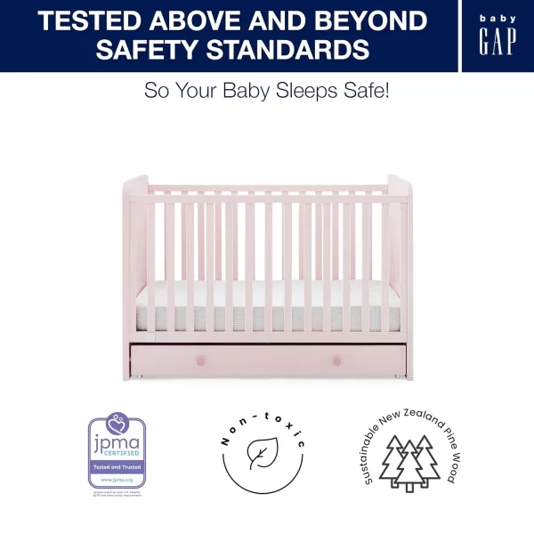 GAP babyGap Graham 4-in-1 Convertible Crib with Storage Drawer - Greenguard Gold Certified, Bianca White