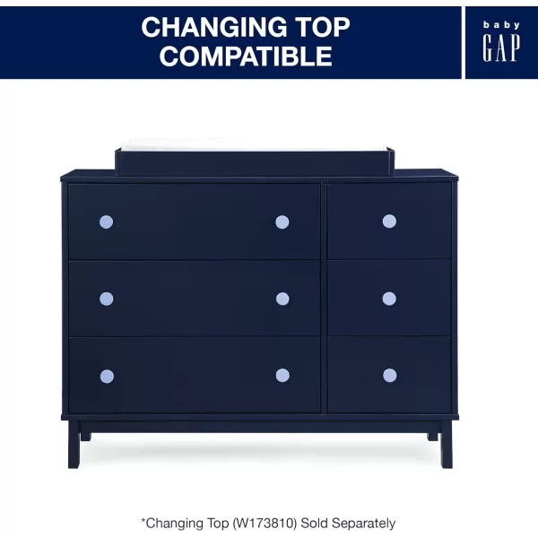 GAP babyGap Legacy 6 Drawer Dresser with Interlocking Drawers - Greenguard Gold Certified, Navy/Light Blue