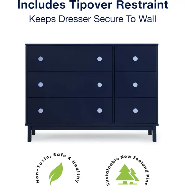 GAP babyGap Legacy 6 Drawer Dresser with Interlocking Drawers - Greenguard Gold Certified, Navy/Light Blue