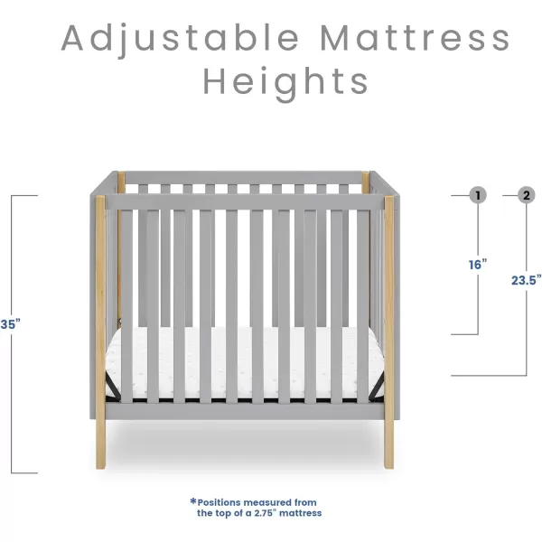 Gio Mini Crib with 2.75" Mattress Included, Ebony/Natural