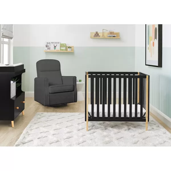 Gio Mini Crib with 2.75" Mattress Included, Ebony/Natural