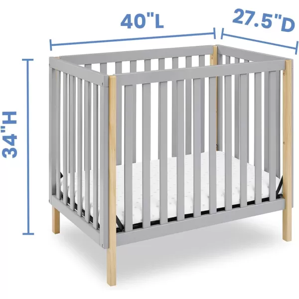 Gio Mini Crib with 2.75" Mattress Included, Ebony/Natural
