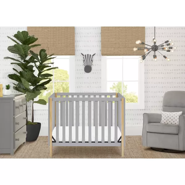 Gio Mini Crib with 2.75" Mattress Included, Ebony/Natural