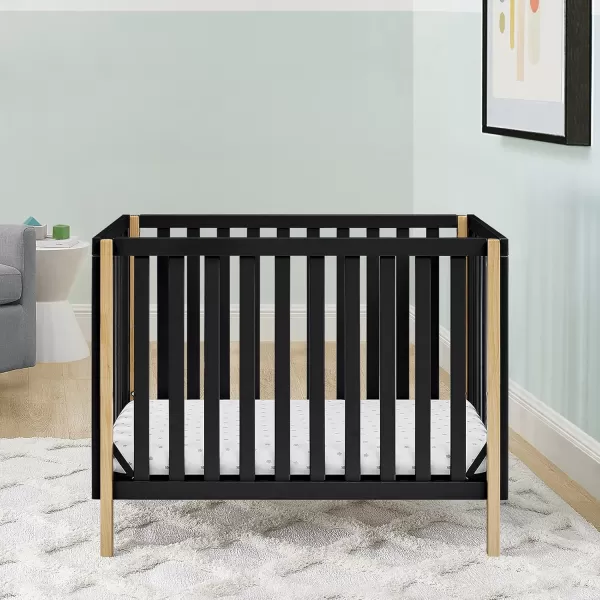 Gio Mini Crib with 2.75" Mattress Included, Ebony/Natural