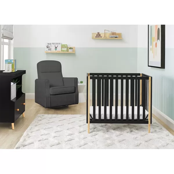 Gio Mini Crib with 2.75" Mattress Included, Ebony/Natural
