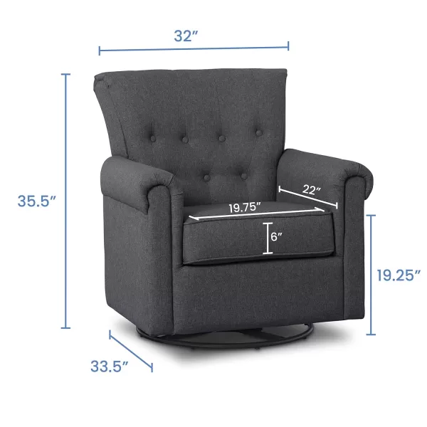Harper Glider Swivel Rocker Chair, Charcoal