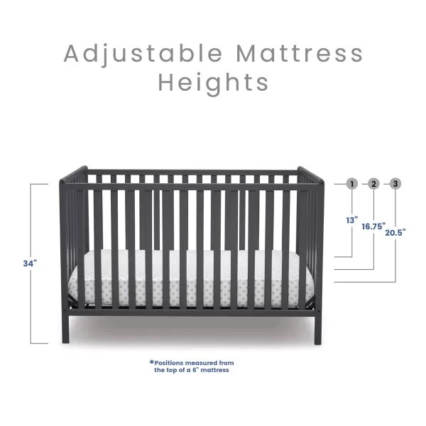 Heartland 4-in-1 Convertible Crib - Greenguard Gold Certified, Charcoal Grey