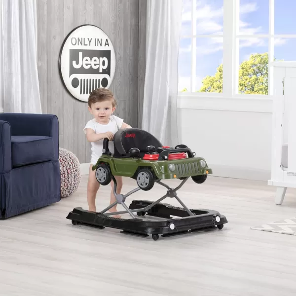 Jeep Classic Wrangler 3-in-1 Grow With Me Activity Walker - Features Music, Lights, Removable Play Tray, Push Walker Mode, Converts into Rolling Car Toy, Anniversary Green