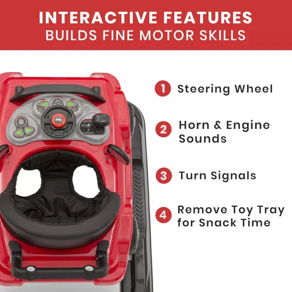 Jeep Classic Wrangler 3-in-1 Grow With Me Activity Walker - Features Music, Lights, Removable Play Tray, Push Walker Mode, Converts into Rolling Car Toy, Anniversary Green