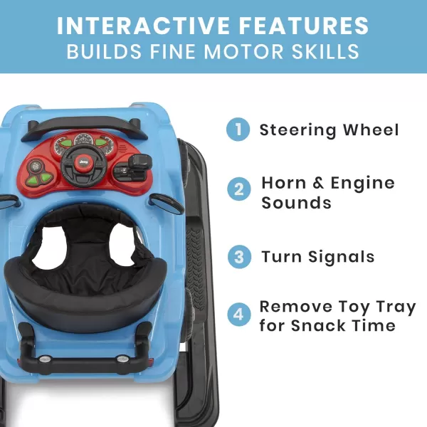 Jeep Classic Wrangler 3-in-1 Grow With Me Activity Walker - Features Music, Lights, Removable Play Tray, Push Walker Mode, Converts into Rolling Car Toy, Anniversary Green