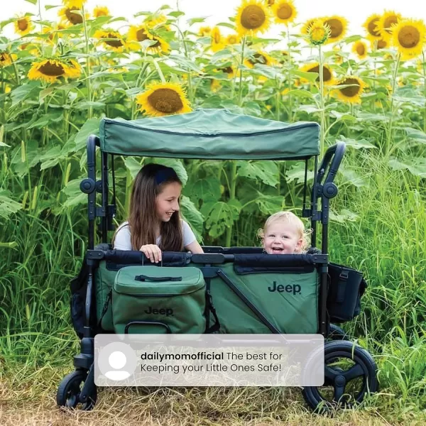 Jeep Deluxe Wrangler Stroller Wagon with Cooler Bag and Parent Organizer by Delta Children, Black/Green
