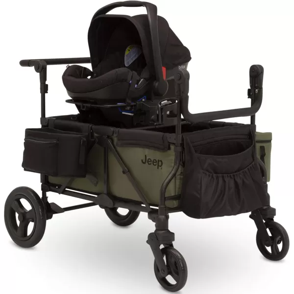 Jeep Deluxe Wrangler Stroller Wagon with Cooler Bag and Parent Organizer by Delta Children, Black/Green