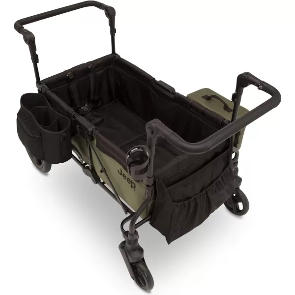 Jeep Deluxe Wrangler Stroller Wagon with Cooler Bag and Parent Organizer by Delta Children, Black/Green