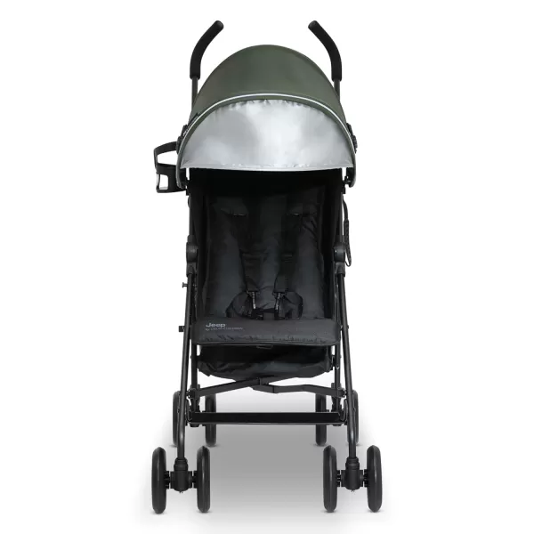 Jeep PowerGlyde Stroller by Delta Children - Lightweight Travel Stroller with Smoothest Ride &amp; Compact Fold, 3-Position Recline, Extra Large Storage Basket, Olive Green