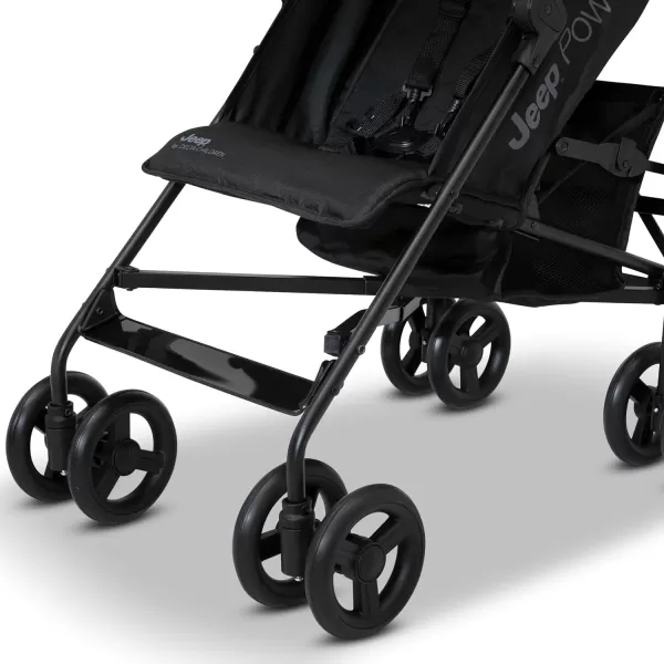 Jeep PowerGlyde Stroller by Delta Children - Lightweight Travel Stroller with Smoothest Ride &amp; Compact Fold, 3-Position Recline, Extra Large Storage Basket, Olive Green