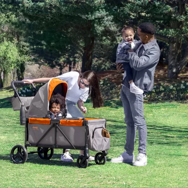 Jeep Sport All-Terrain Stroller Wagon by Delta Children - Includes Canopy, Parent Organizer, Adjustable Handlebar, Snack Tray &amp; Cup Holders, Grey/Olive Green