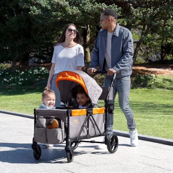 Jeep Sport All-Terrain Stroller Wagon by Delta Children - Includes Canopy, Parent Organizer, Adjustable Handlebar, Snack Tray &amp; Cup Holders, Grey/Olive Green