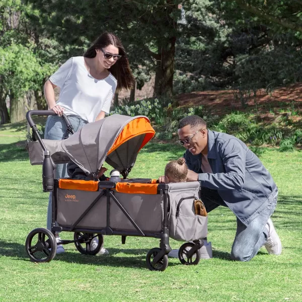 Jeep Sport All-Terrain Stroller Wagon by Delta Children - Includes Canopy, Parent Organizer, Adjustable Handlebar, Snack Tray &amp; Cup Holders, Grey/Olive Green
