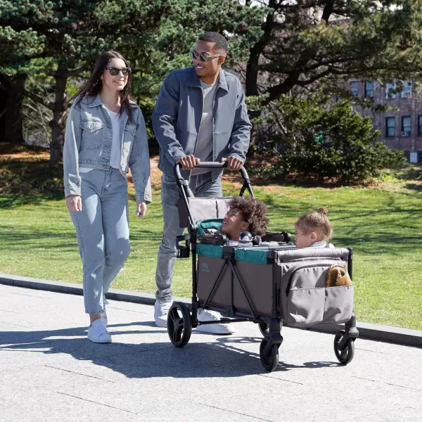 Jeep Sport All-Terrain Stroller Wagon by Delta Children - Includes Canopy, Parent Organizer, Adjustable Handlebar, Snack Tray &amp; Cup Holders, Grey/Olive Green