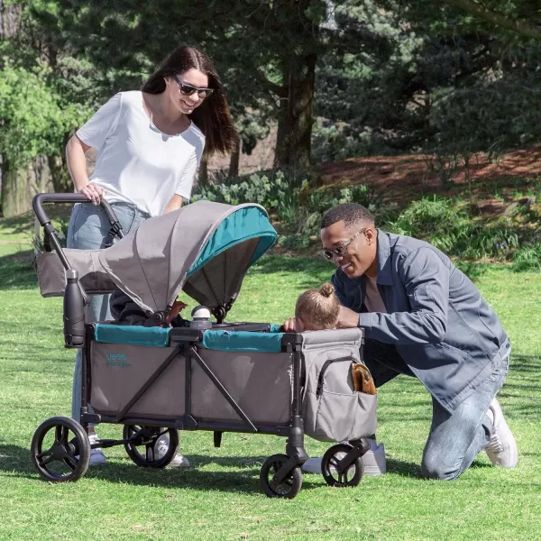 Jeep Sport All-Terrain Stroller Wagon by Delta Children - Includes Canopy, Parent Organizer, Adjustable Handlebar, Snack Tray &amp; Cup Holders, Grey/Olive Green