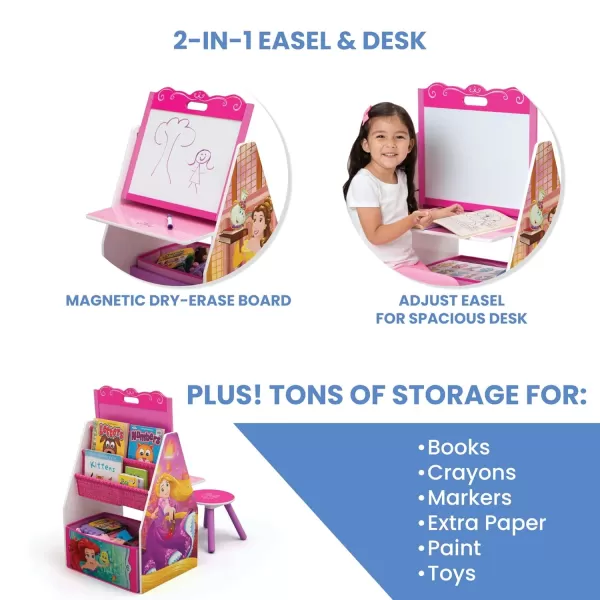 Kids Easel and Play Station – Ideal for Arts &amp; Crafts, Homeschooling and More- Greenguard Gold Certified, Disney Princess