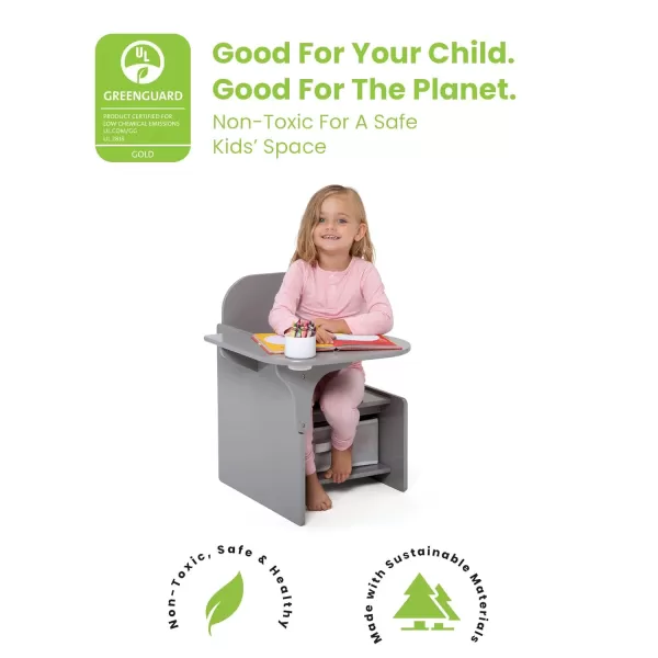 MySize Chair Desk with Storage Bin - Greenguard Gold Certified,Arm Rest, Engineered Wood, Dusty Rose