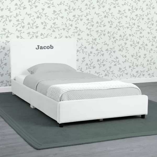 Personalized Upholstered Twin Size Bed with Headboard, Premium Wood Slat Support, No Box Spring Needed, Easy Assembly, Navy Tweed