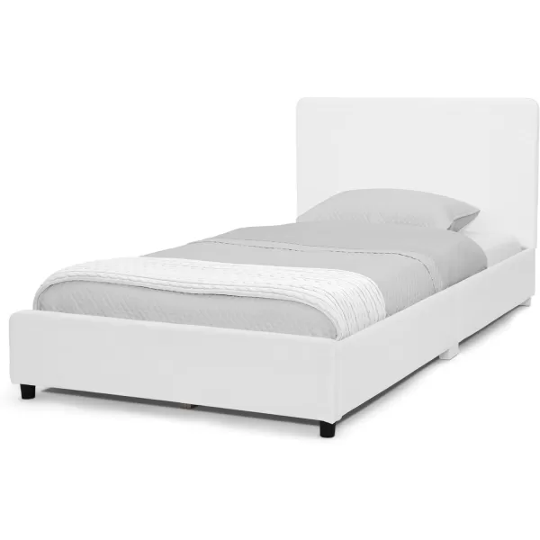 Personalized Upholstered Twin Size Bed with Headboard, Premium Wood Slat Support, No Box Spring Needed, Easy Assembly, Navy Tweed