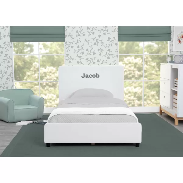 Personalized Upholstered Twin Size Bed with Headboard, Premium Wood Slat Support, No Box Spring Needed, Easy Assembly, Navy Tweed