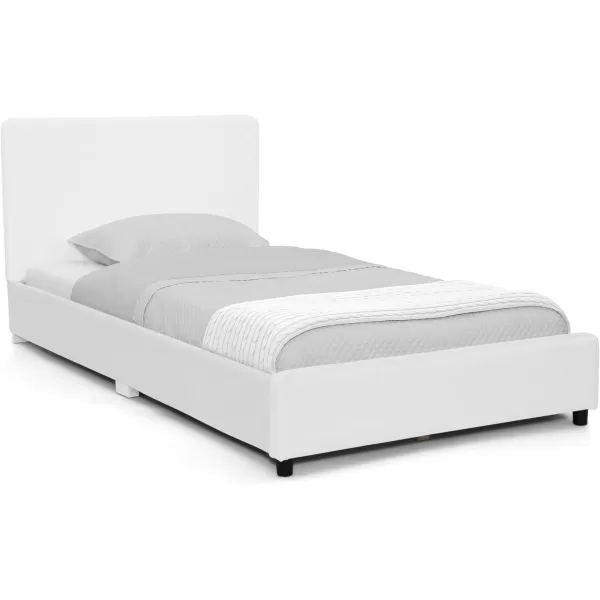 Personalized Upholstered Twin Size Bed with Headboard, Premium Wood Slat Support, No Box Spring Needed, Easy Assembly, Navy Tweed