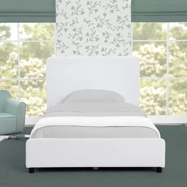 Personalized Upholstered Twin Size Bed with Headboard, Premium Wood Slat Support, No Box Spring Needed, Easy Assembly, Navy Tweed