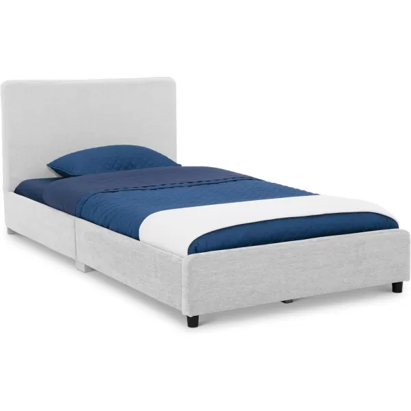 Personalized Upholstered Twin Size Bed with Headboard, Premium Wood Slat Support, No Box Spring Needed, Easy Assembly, Navy Tweed