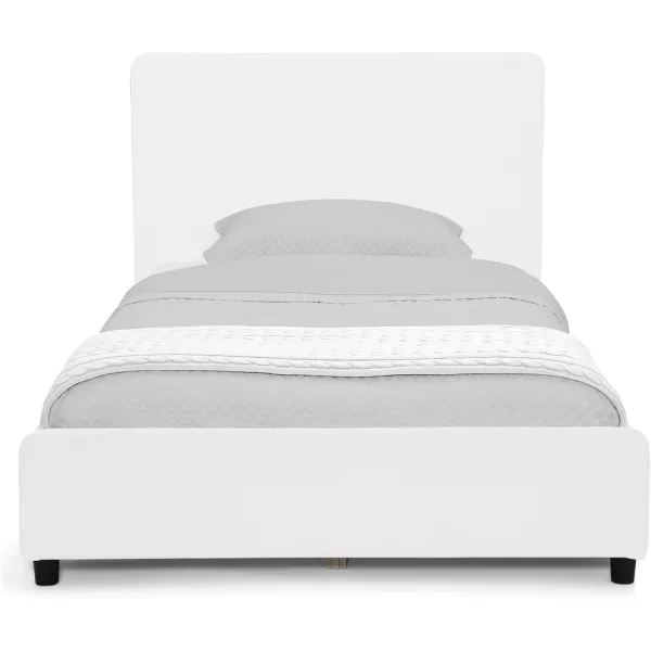 Personalized Upholstered Twin Size Bed with Headboard, Premium Wood Slat Support, No Box Spring Needed, Easy Assembly, Navy Tweed