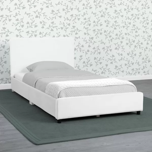 Personalized Upholstered Twin Size Bed with Headboard, Premium Wood Slat Support, No Box Spring Needed, Easy Assembly, Navy Tweed