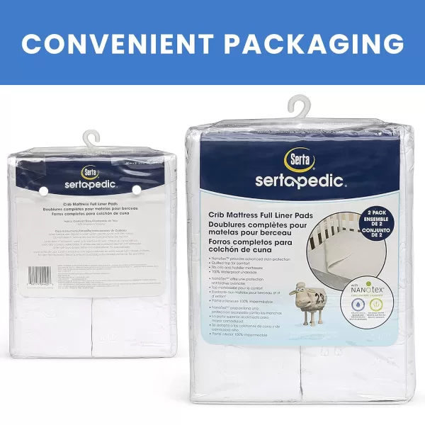Serta Sertapedic Crib Mattress Liner Pads  - 100% Waterproof with Nanotex Technology - Ideal for Potty Training - Washable 