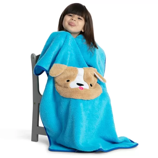 Sherpa Throw Blanket with Storage Pocket for Kids, Magenta Cat