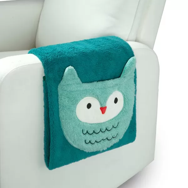 Sherpa Throw Blanket with Storage Pocket for Kids, Magenta Cat
