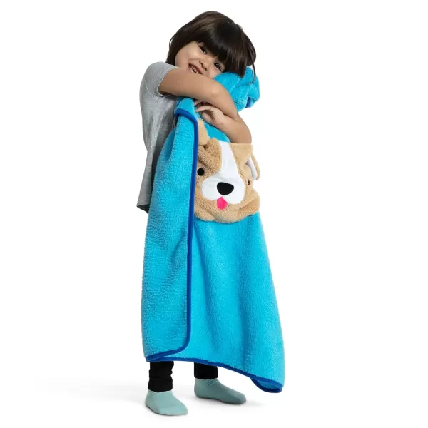 Sherpa Throw Blanket with Storage Pocket for Kids, Magenta Cat