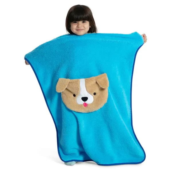 Sherpa Throw Blanket with Storage Pocket for Kids, Magenta Cat
