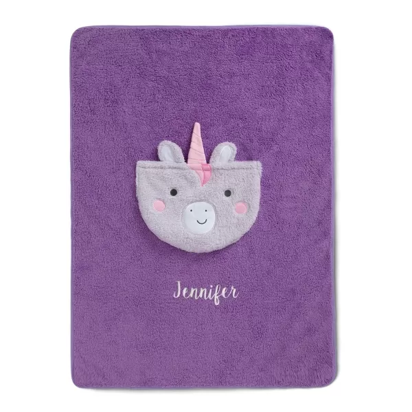 Sherpa Throw Blanket with Storage Pocket for Kids, Magenta Cat