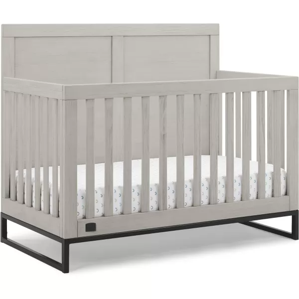 Simmons Kids Foundry 6-in-1 Convertible Baby Crib, Rustic Mist with Matte Black