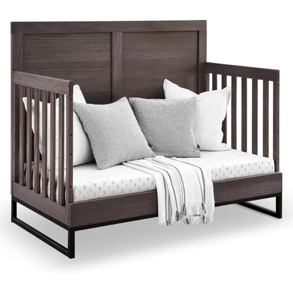 Simmons Kids Foundry 6-in-1 Convertible Baby Crib, Rustic Mist with Matte Black