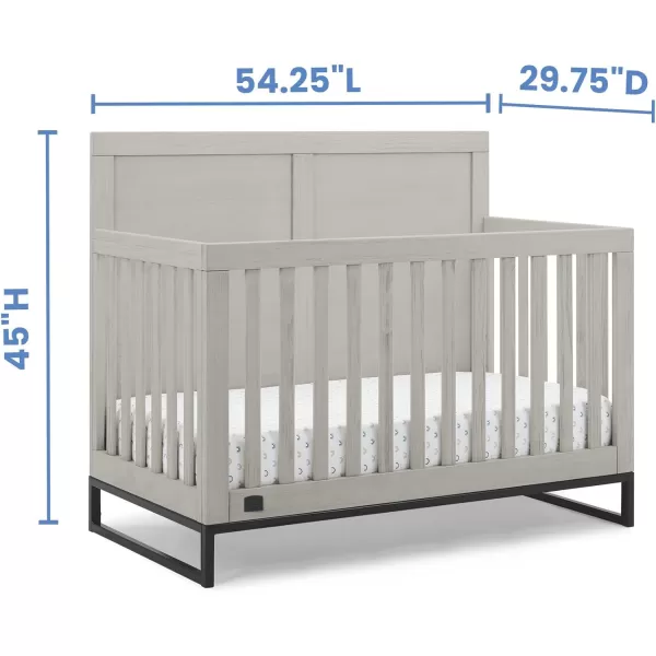 Simmons Kids Foundry 6-in-1 Convertible Baby Crib, Rustic Mist with Matte Black